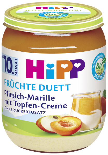 HiPP Früchte Duett Pfirsich-Marille mit Topfencreme 10. Monat
