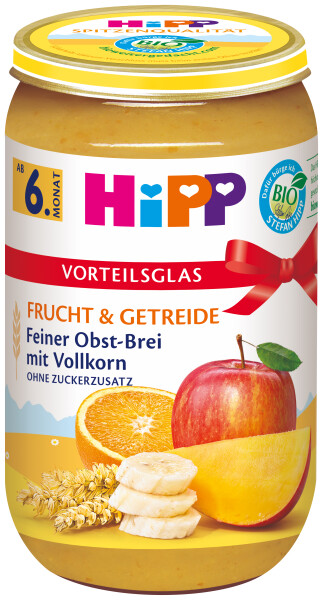 Hipp Frucht & Getreide Feiner Obst-Brei mit Vollkorn Vorteilsglas