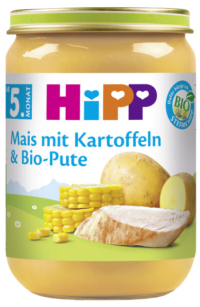 Hipp Menü Mais mit Kartoffeln und Pute