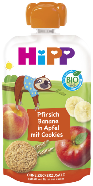 HiPP Bio Vollkorn Pfirsich-Banane in Apfel mit Cookies