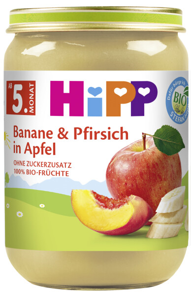 Hipp Banane & Pfirsich in Apfel