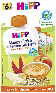 Hipp Quetschie Mango Pfirsich in Banane mit Hafer 4er