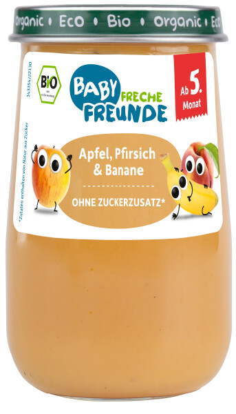 Freche Freunde Bio Gläschen Apfel, Pfirsich & Banane