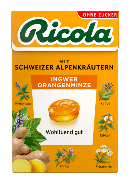 Ricola Ingwer Orangenminze ohne Zucker