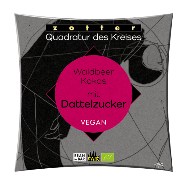 Zotter Waldbeer-Kokos Schokolade mit Dattelzucker