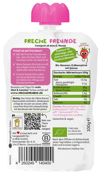 Freche Freunde Quetschie Banane, Erdbeere & Quinoa