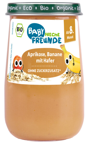 Freche Freunde Bio Gläschen Aprikose, Banane mit Hafer