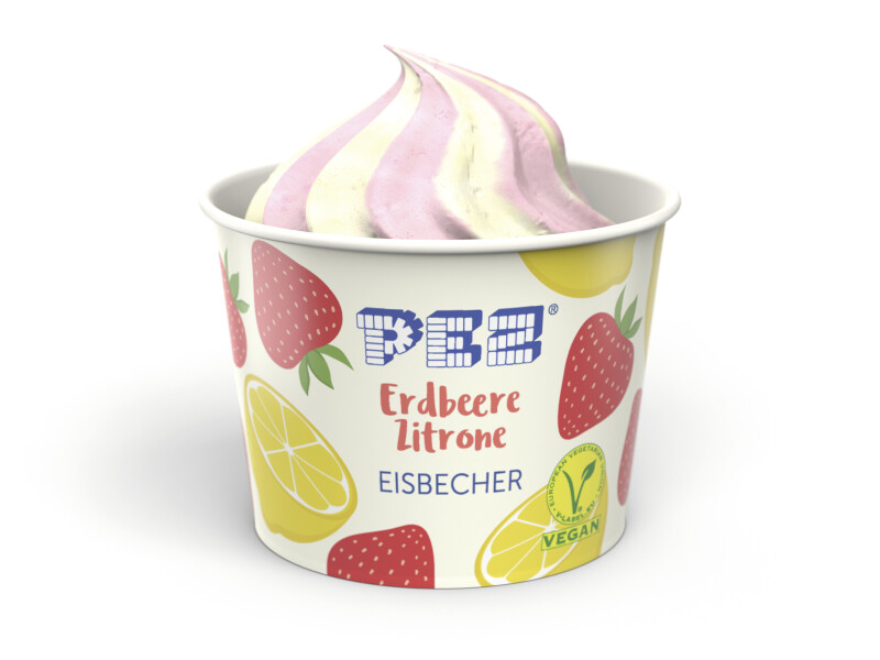Pez Erdbeere Zitrone Eisbecher