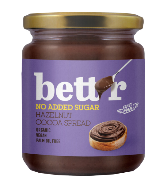 bett'r Haselnuss Kakao Aufstrich ohne Zuckerzusatz